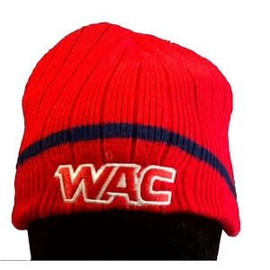 Reversible WAC Western Athletic Conference Beanie Red Blue Knitted College NCAA